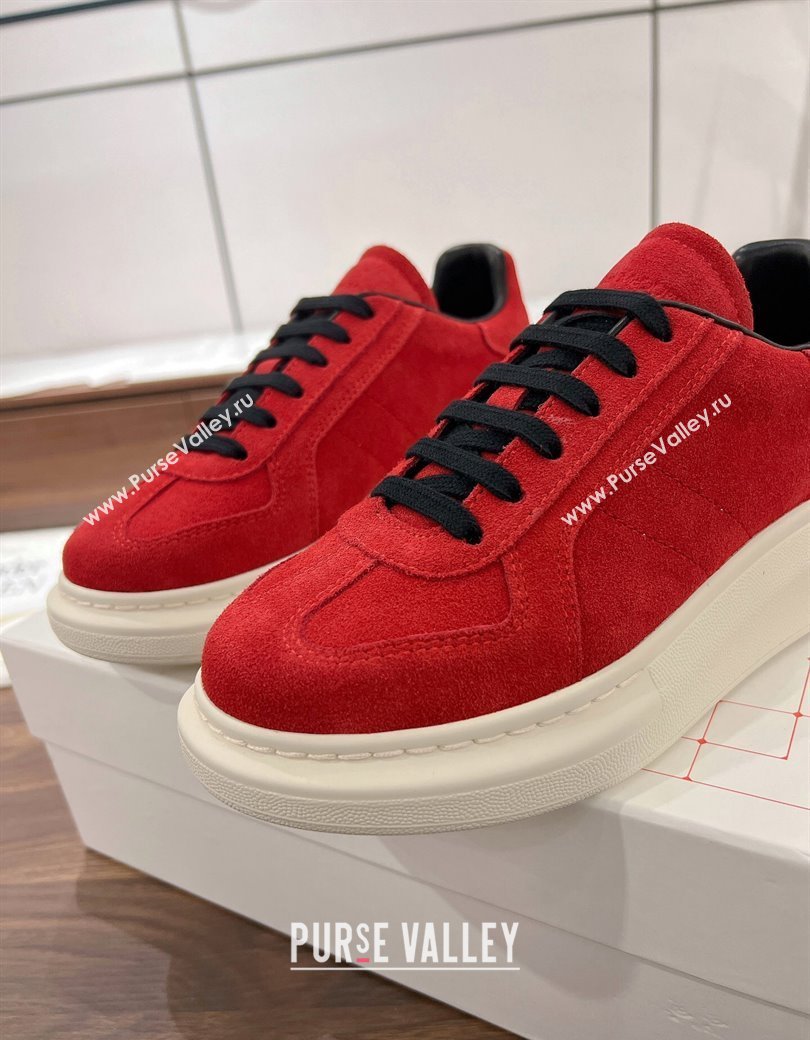 Alexander McQueen Oversized Retro Sneakers in Suede Red 2024 1225 (SS-241225068)