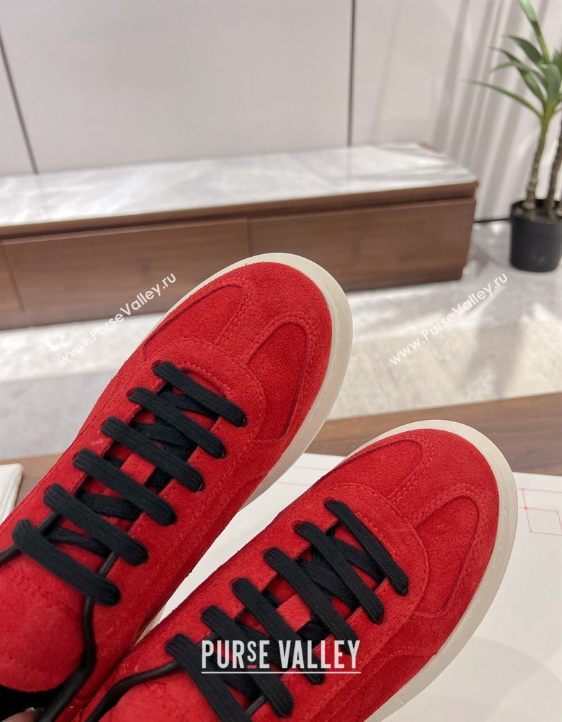 Alexander McQueen Oversized Retro Sneakers in Suede Red 2024 1225 (SS-241225068)