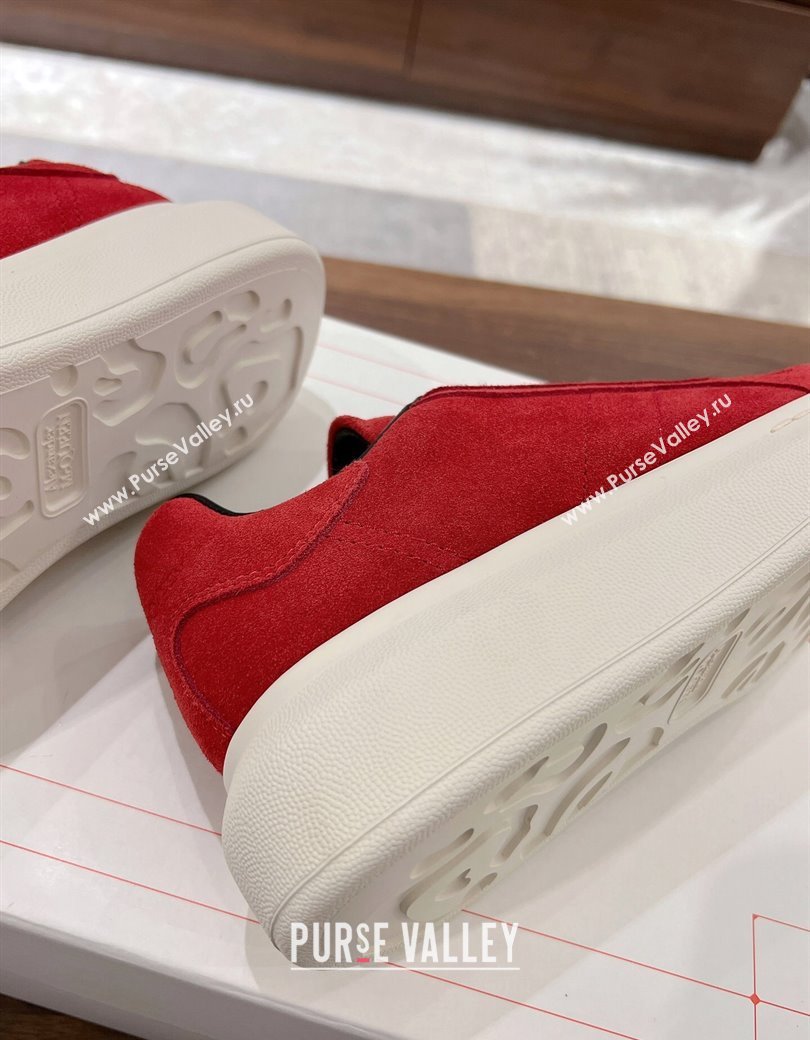 Alexander McQueen Oversized Retro Sneakers in Suede Red 2024 1225 (SS-241225068)