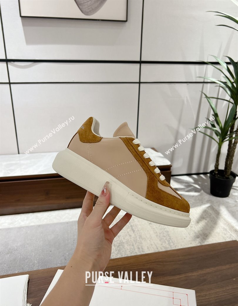 Alexander McQueen Oversized Retro Sneakers in Calfskin and Suede Beige/Brown 2024 1225 (SS-241225069)