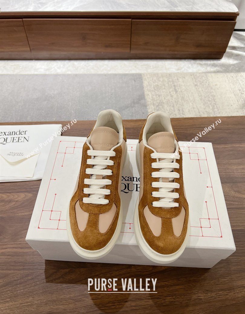 Alexander McQueen Oversized Retro Sneakers in Calfskin and Suede Beige/Brown 2024 1225 (SS-241225069)