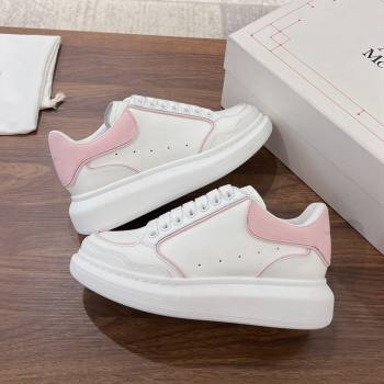 Alexander McQueen Oversized Retro Sneakers in Patchwork Silky Calfskin White/Light Pink 2024 1225 (SS-241225070)