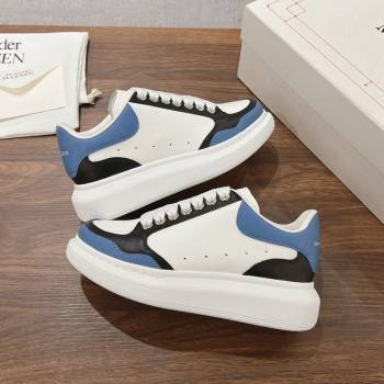 Alexander McQueen Oversized Retro Sneakers in Patchwork Silky Calfskin White/Blue/Black 2024 1225 (SS-241225071)