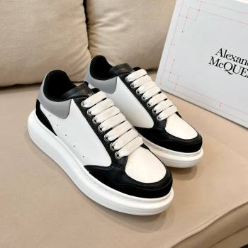 Alexander McQueen Oversized Retro Sneakers in Patchwork Silky Calfskin White/Grey/Black 2024 1225 (SS-241225078)