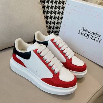 Alexander McQueen Oversized Retro Sneakers in Patchwork Silky Calfskin White/Red/Black 2024 1225 (SS-241225079)