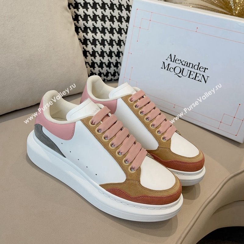 Alexander McQueen Oversized Retro Sneakers in Patchwork Silky Calfskin White/Multicolor 2024 1225 (SS-241225080)