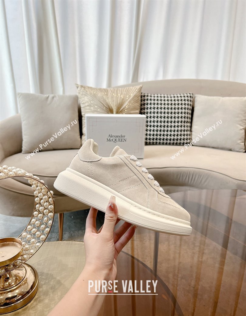 Alexander McQueen Oversized Retro Sneakers in Suede Light Grey 2024 1225 (SS-241225060)