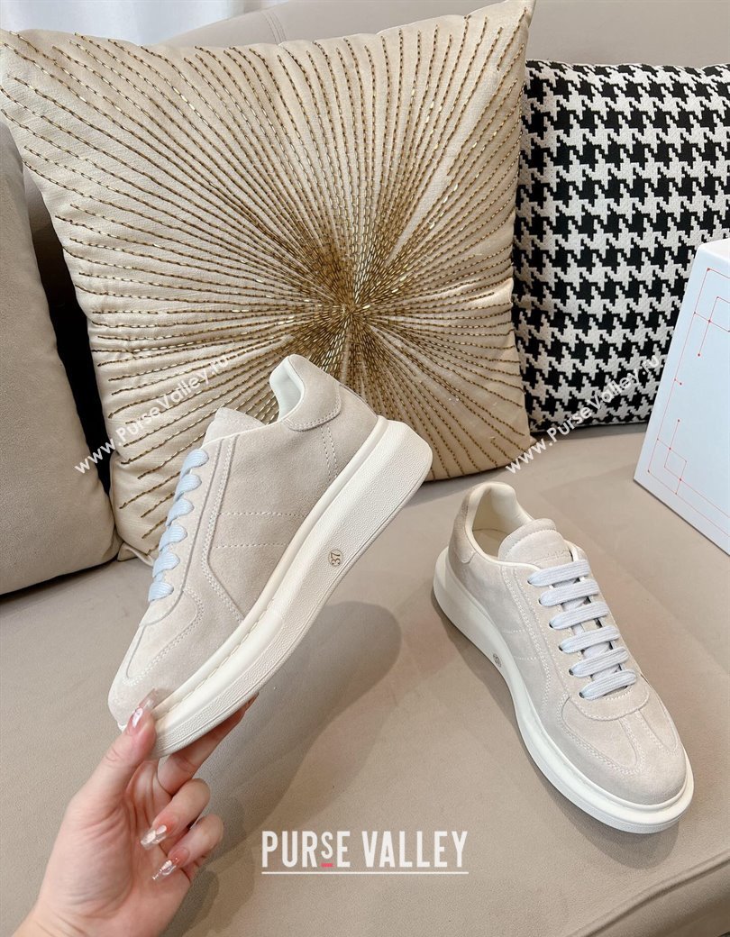 Alexander McQueen Oversized Retro Sneakers in Suede Light Grey 2024 1225 (SS-241225060)