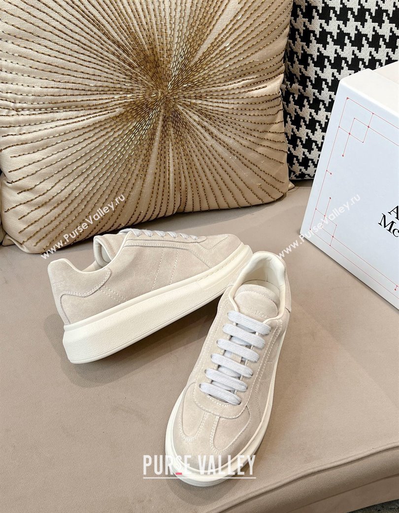 Alexander McQueen Oversized Retro Sneakers in Suede Light Grey 2024 1225 (SS-241225060)