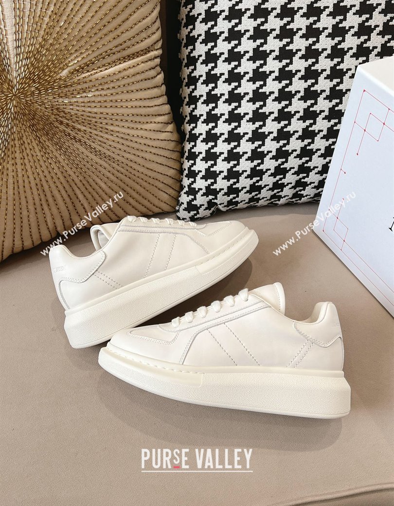 Alexander McQueen Oversized Retro Sneakers in Calfskin Leather White 2024 1225 (SS-241225061)