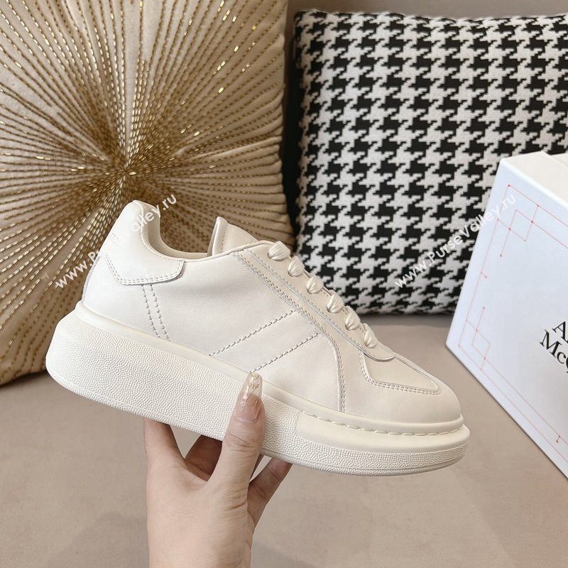 Alexander McQueen Oversized Retro Sneakers in Calfskin Leather White 2024 1225 (SS-241225061)