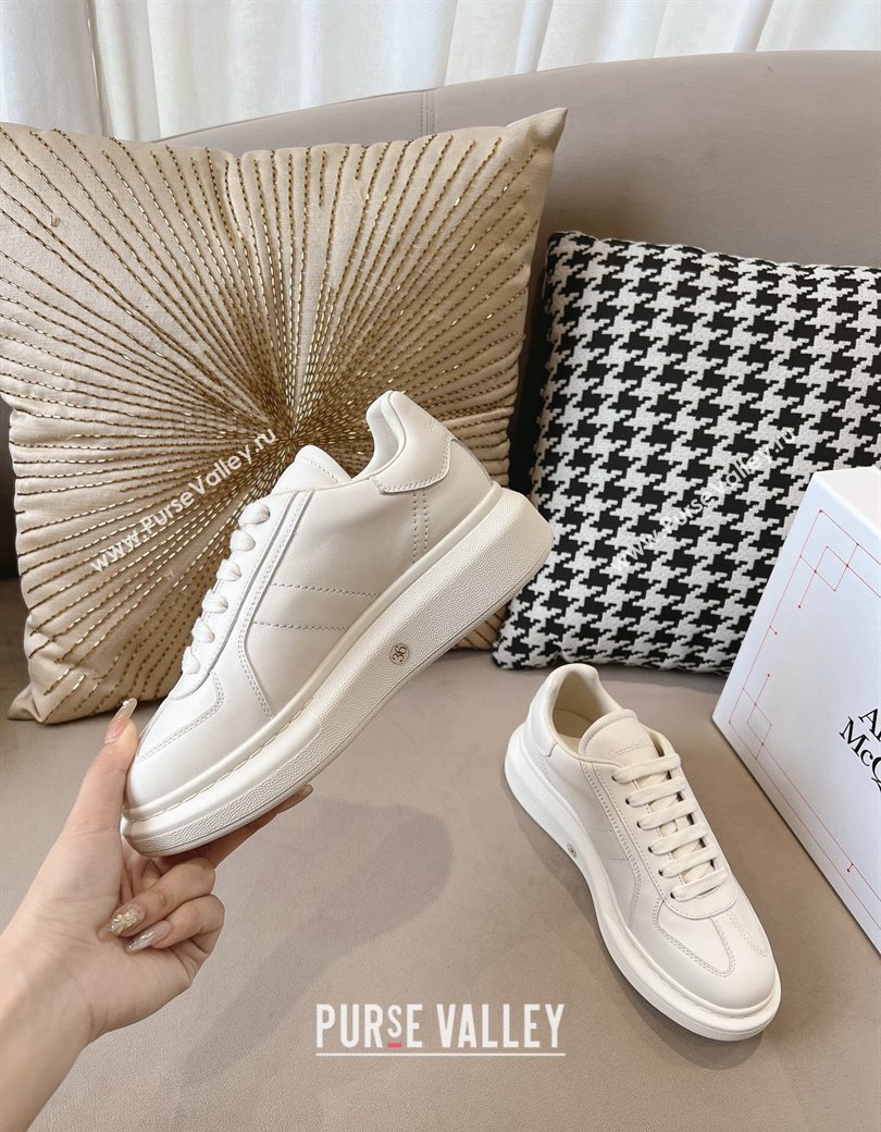 Alexander McQueen Oversized Retro Sneakers in Calfskin Leather White 2024 1225 (SS-241225061)