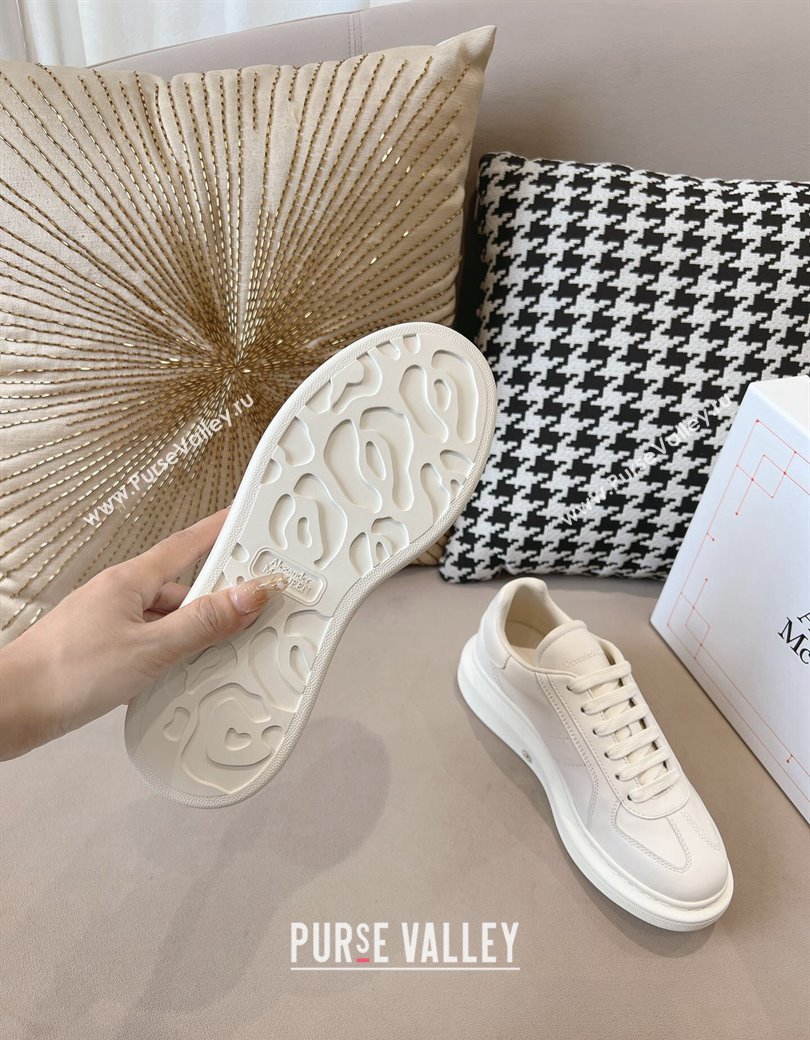 Alexander McQueen Oversized Retro Sneakers in Calfskin Leather White 2024 1225 (SS-241225061)