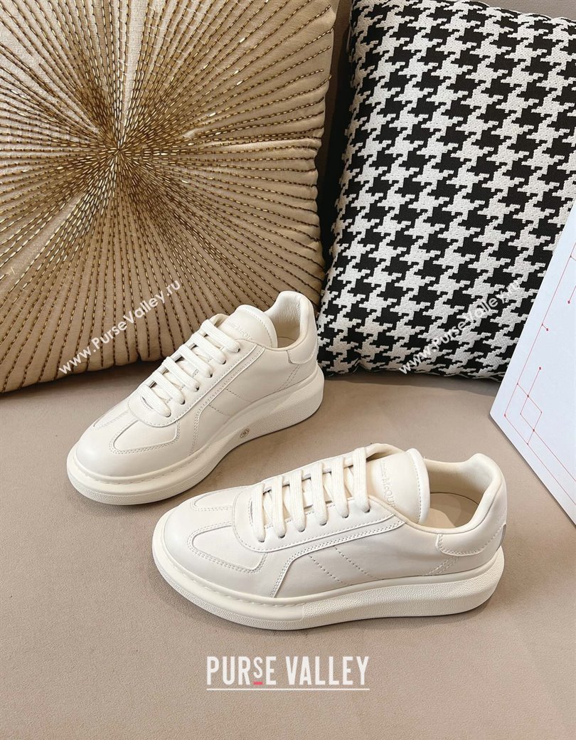 Alexander McQueen Oversized Retro Sneakers in Calfskin Leather White 2024 1225 (SS-241225061)