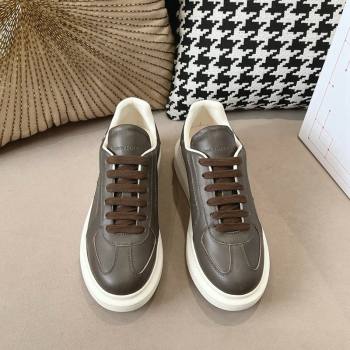 Alexander McQueen Oversized Retro Sneakers in Calfskin Leather Dark Grey 2024 1225 (SS-241225062)