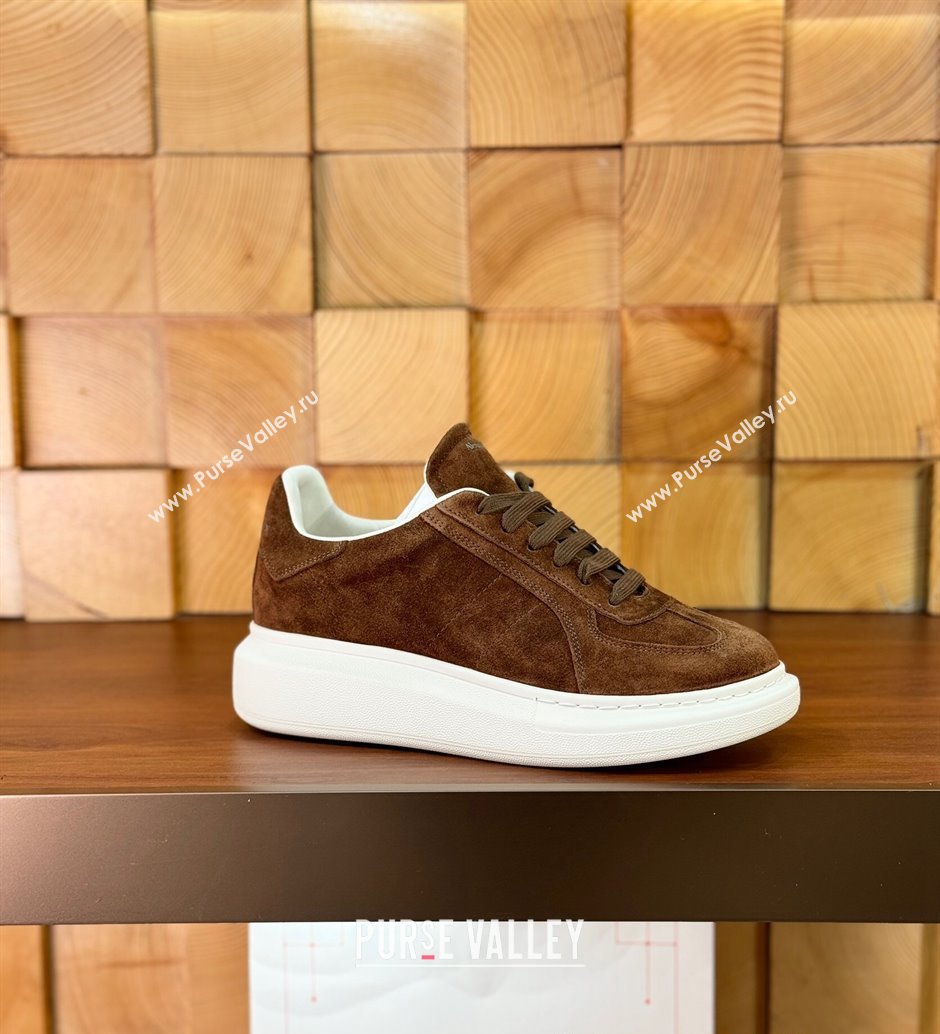 Alexander McQueen Oversized Retro Sneakers in Suede Dark Brown 2024 1113 (KL-241114012)