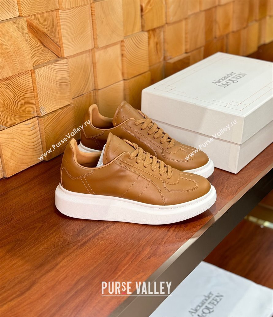 Alexander McQueen Oversized Retro Sneakers in Matte Silky Calfskin Brown 2024 1114 (KL-241114013)