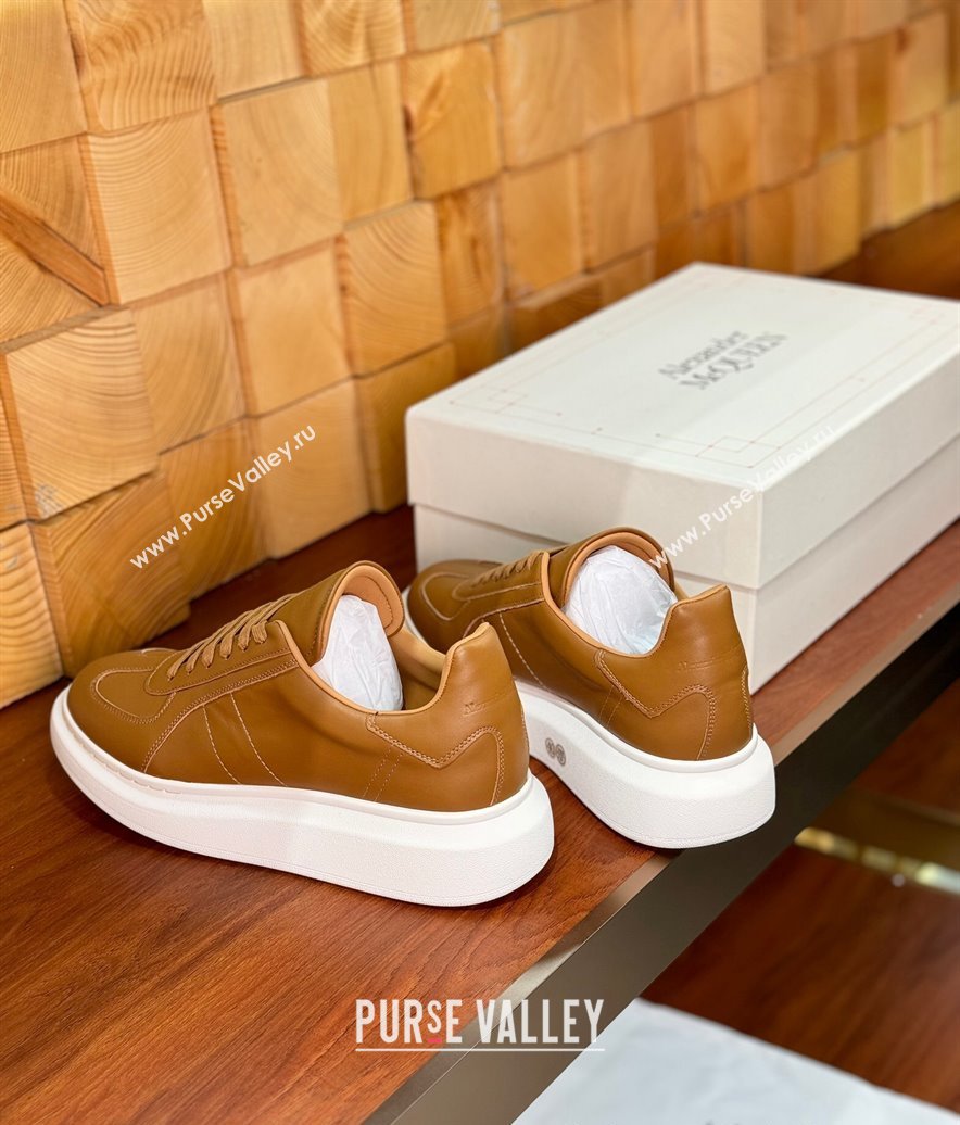 Alexander McQueen Oversized Retro Sneakers in Matte Silky Calfskin Brown 2024 1114 (KL-241114013)