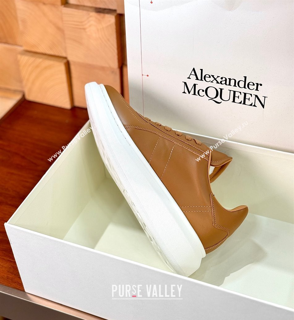 Alexander McQueen Oversized Retro Sneakers in Matte Silky Calfskin Brown 2024 1114 (KL-241114013)