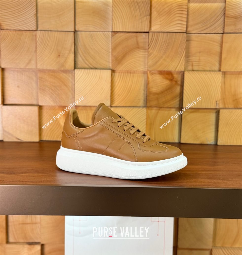 Alexander McQueen Oversized Retro Sneakers in Matte Silky Calfskin Brown 2024 1114 (KL-241114013)