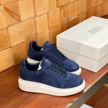 Alexander McQueen Oversized Retro Sneakers in Suede Dark Blue 2024 1114 (KL-241114018)