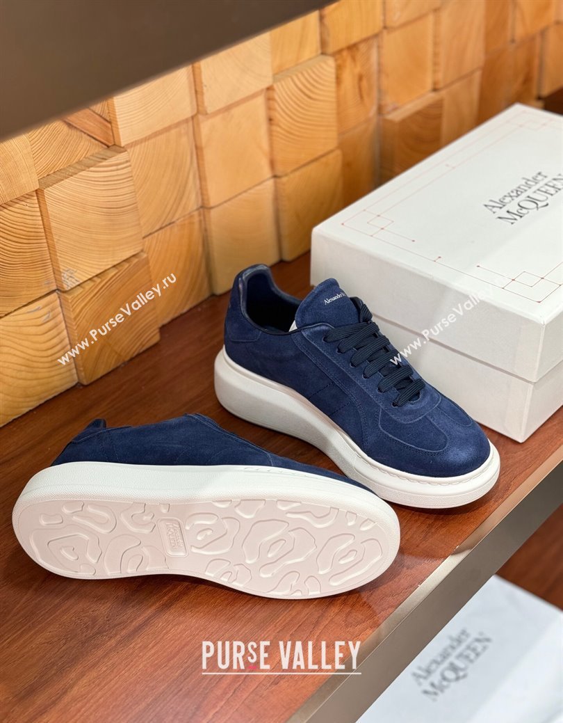 Alexander McQueen Oversized Retro Sneakers in Suede Dark Blue 2024 1114 (KL-241114018)