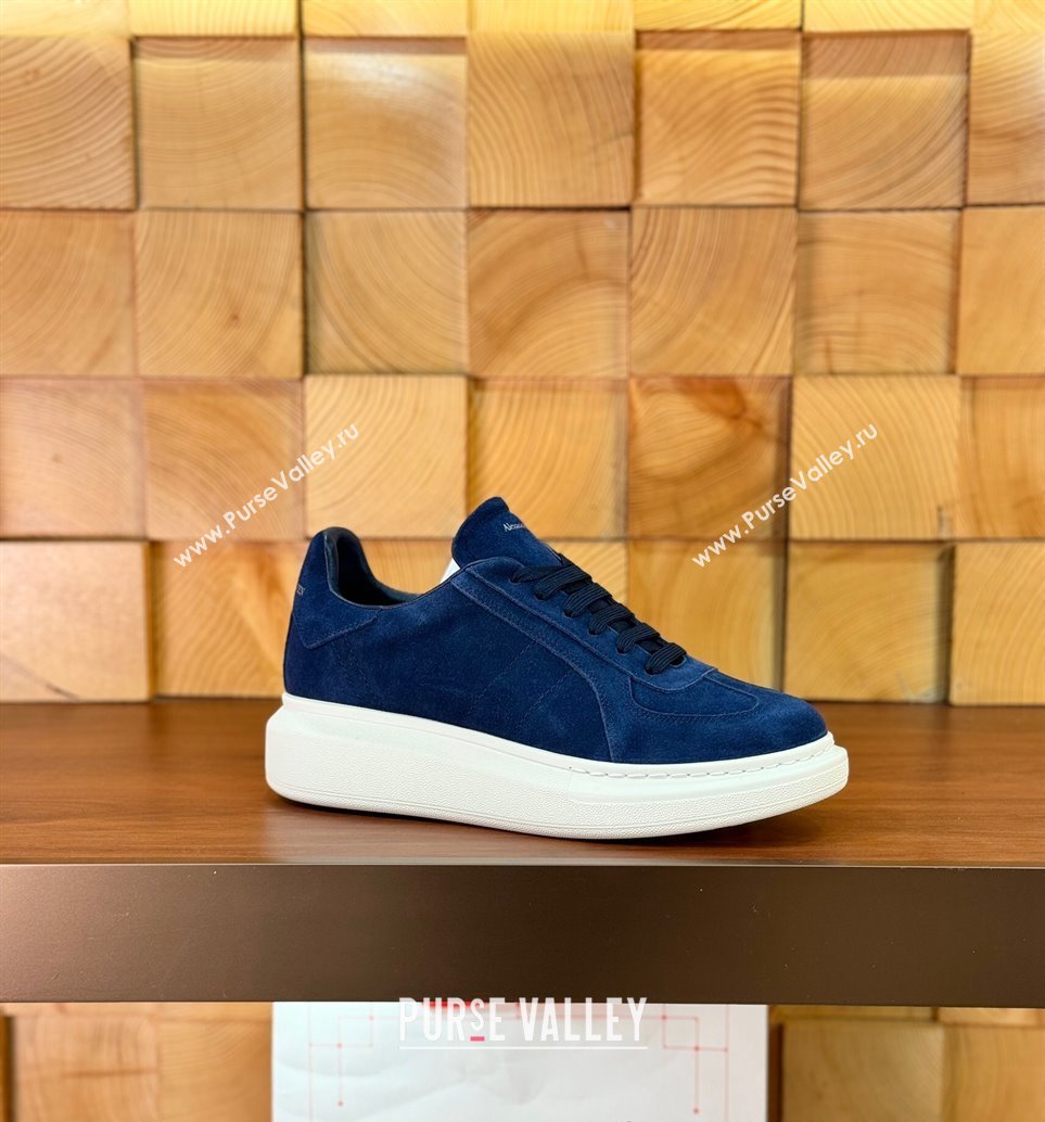 Alexander McQueen Oversized Retro Sneakers in Suede Dark Blue 2024 1114 (KL-241114018)