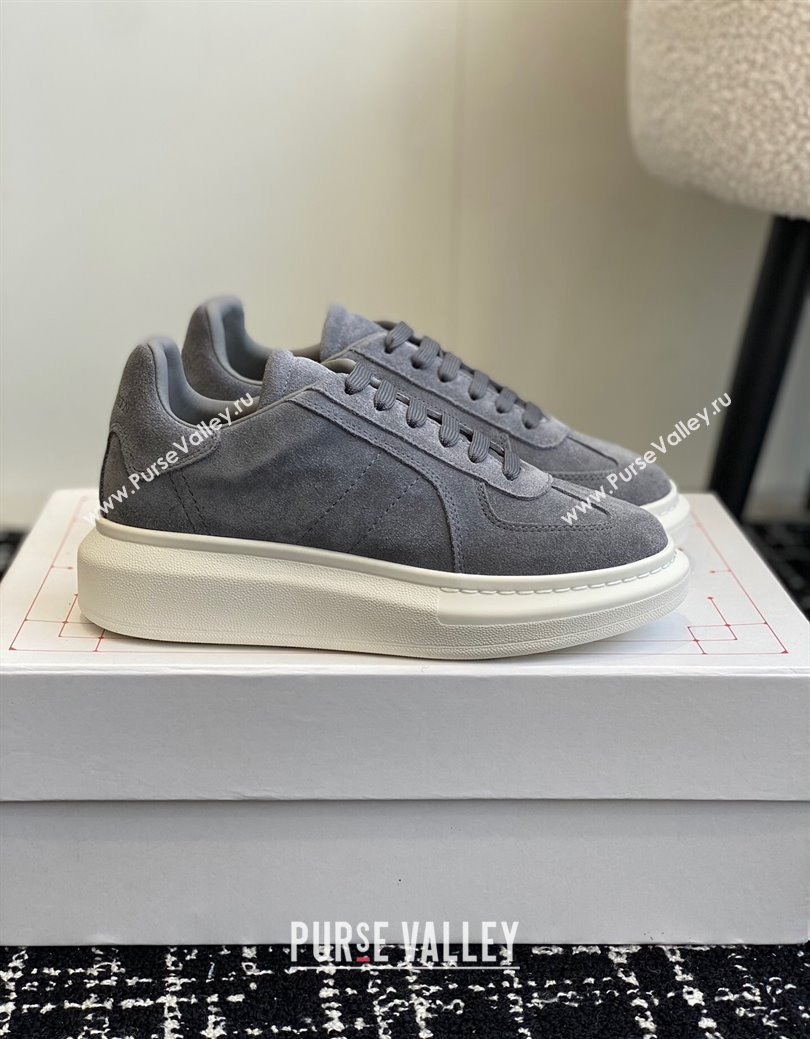 Alexander McQueen Oversized Retro Sneakers in Suede Dark Grey 2024 1114 (KL-241114003)