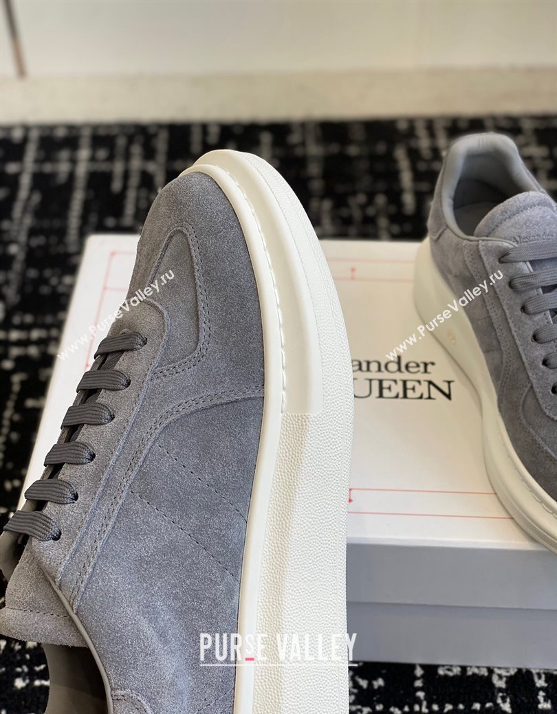 Alexander McQueen Oversized Retro Sneakers in Suede Dark Grey 2024 1114 (KL-241114003)