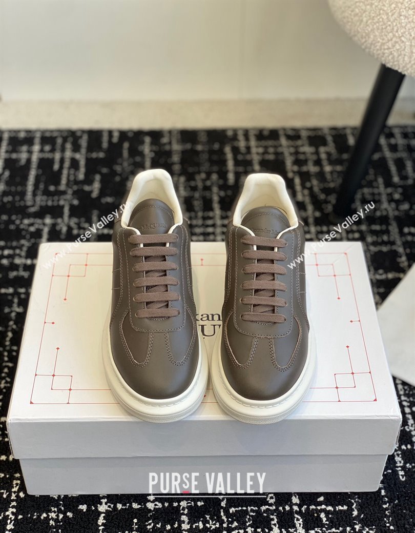 Alexander McQueen Oversized Retro Sneakers in Matte Silky Calfskin Dark Grey 2024 1114 (KL-241114005)