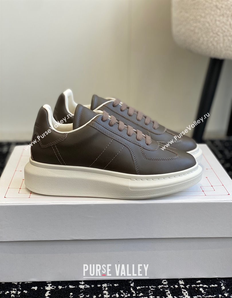 Alexander McQueen Oversized Retro Sneakers in Matte Silky Calfskin Dark Grey 2024 1114 (KL-241114005)