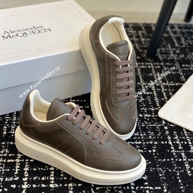 Alexander McQueen Oversized Retro Sneakers in Matte Silky Calfskin Dark Grey 2024 1114 (KL-241114005)