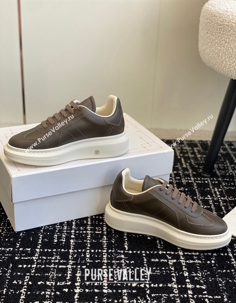 Alexander McQueen Oversized Retro Sneakers in Matte Silky Calfskin Dark Grey 2024 1114 (KL-241114005)