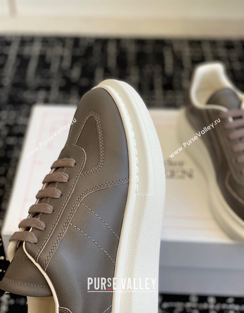 Alexander McQueen Oversized Retro Sneakers in Matte Silky Calfskin Dark Grey 2024 1114 (KL-241114005)