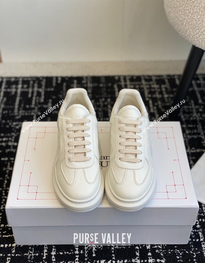 Alexander McQueen Oversized Retro Sneakers in Matte Silky Calfskin All White 2024 1114 (KL-241114007)