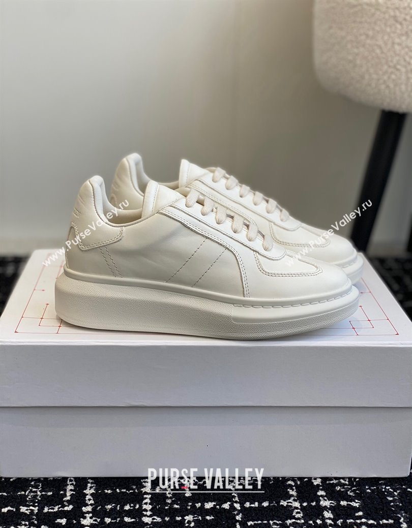 Alexander McQueen Oversized Retro Sneakers in Matte Silky Calfskin All White 2024 1114 (KL-241114007)