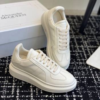 Alexander McQueen Oversized Retro Sneakers in Matte Silky Calfskin All White 2024 1114 (KL-241114007)