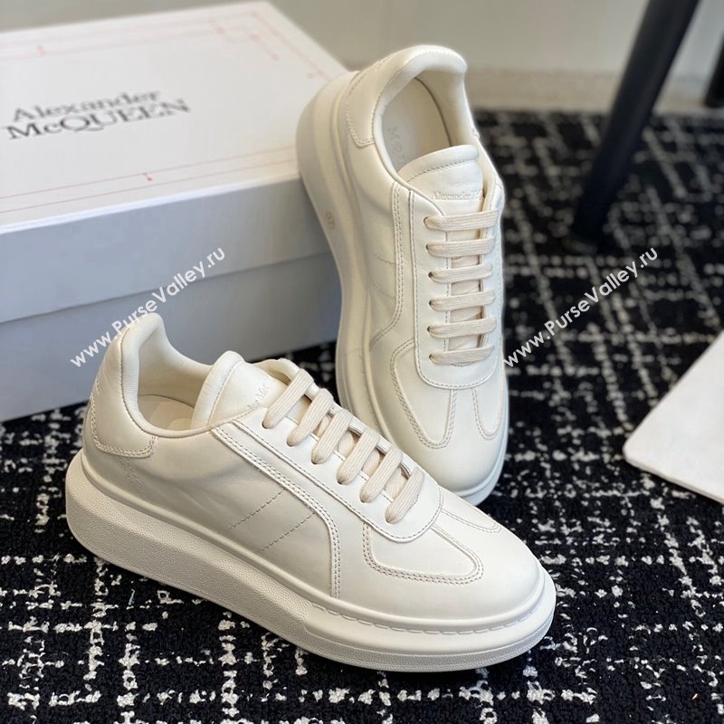 Alexander McQueen Oversized Retro Sneakers in Matte Silky Calfskin All White 2024 1114 (KL-241114007)