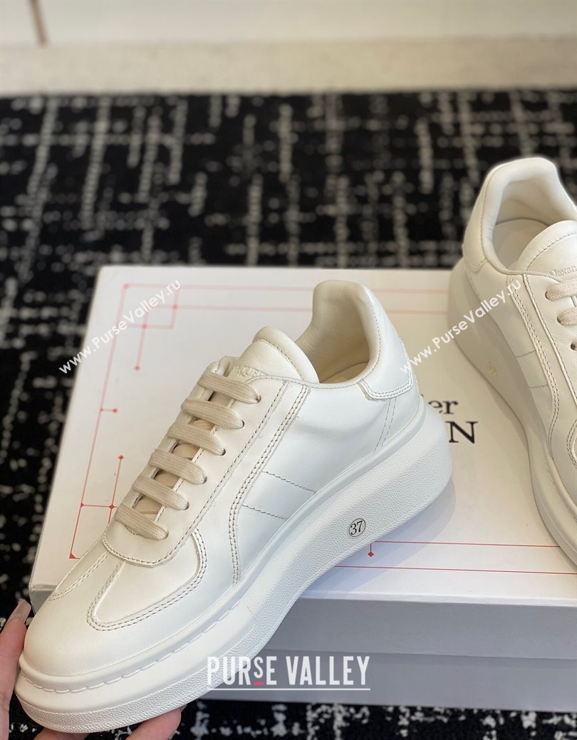 Alexander McQueen Oversized Retro Sneakers in Matte Silky Calfskin All White 2024 1114 (KL-241114007)