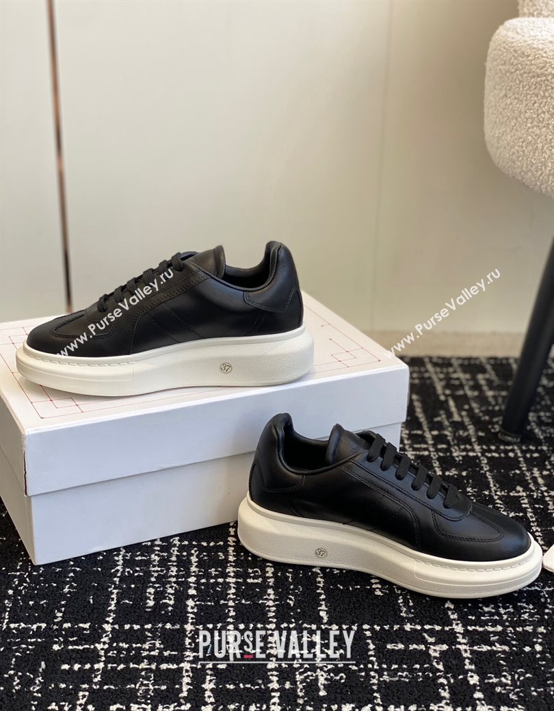 Alexander McQueen Oversized Retro Sneakers in Matte Silky Calfskin Black Upper 2024 1114 (KL-241114008)