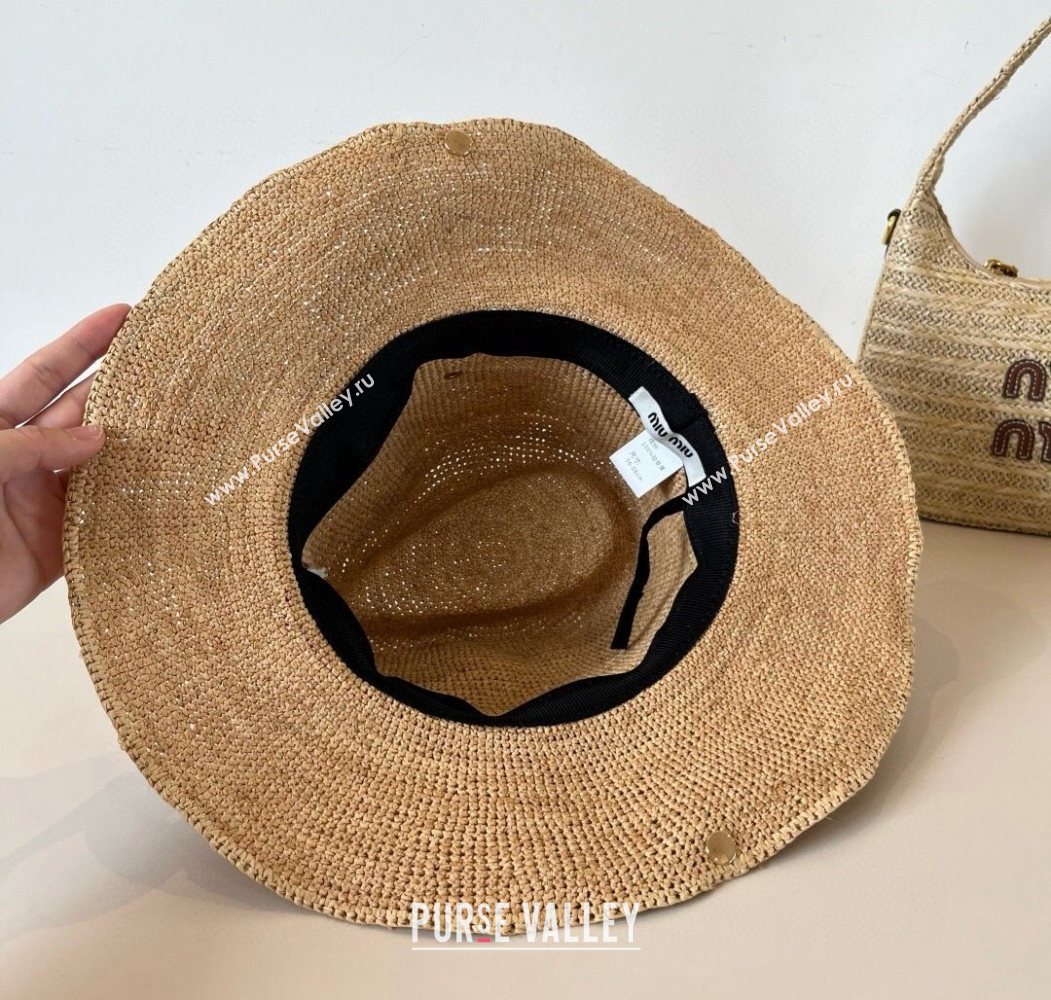 Miu Miu Straw Wide Brim Hat with Red Cord 2025 (SHI-250617025)