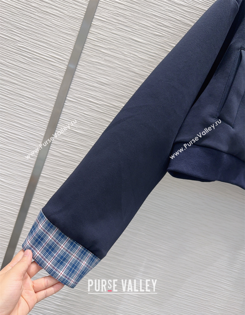 Miu Miu Jacket and Mini Skirt Set with Plaid Trim Blue 2025 MIU0903023 (QI-250903026)