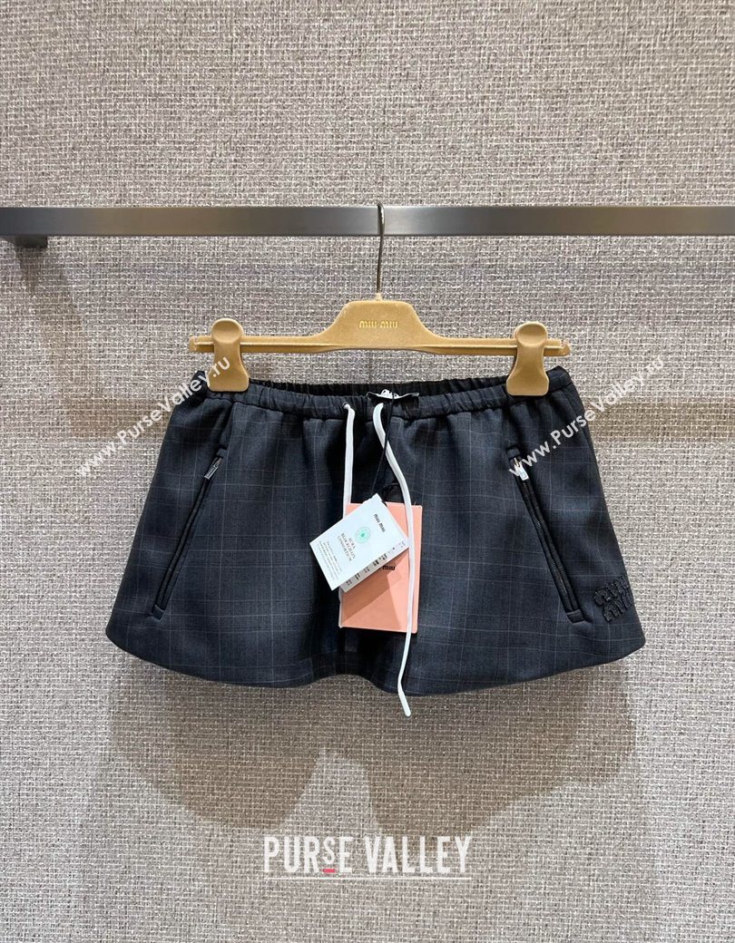 Miu Miu Mohair and Wool Mini Skirt Grey 2025 MIU0903026 (QI-250903032)