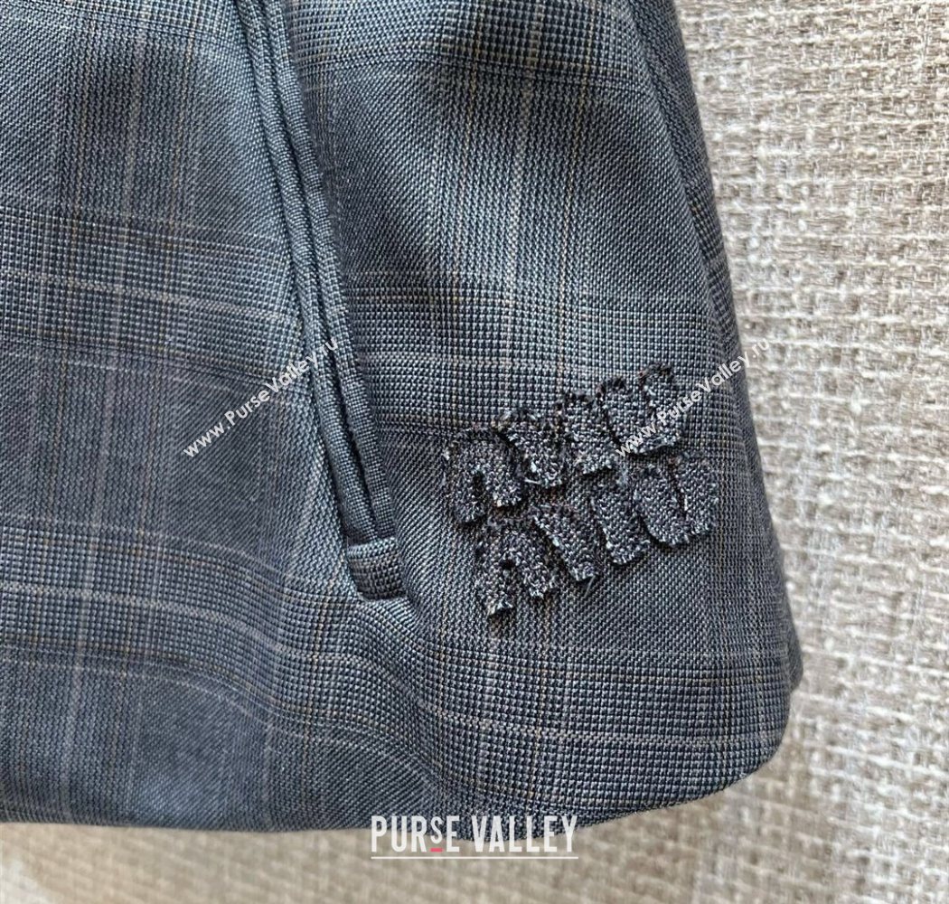 Miu Miu Mohair and Wool Mini Skirt Grey 2025 MIU0903026 (QI-250903032)