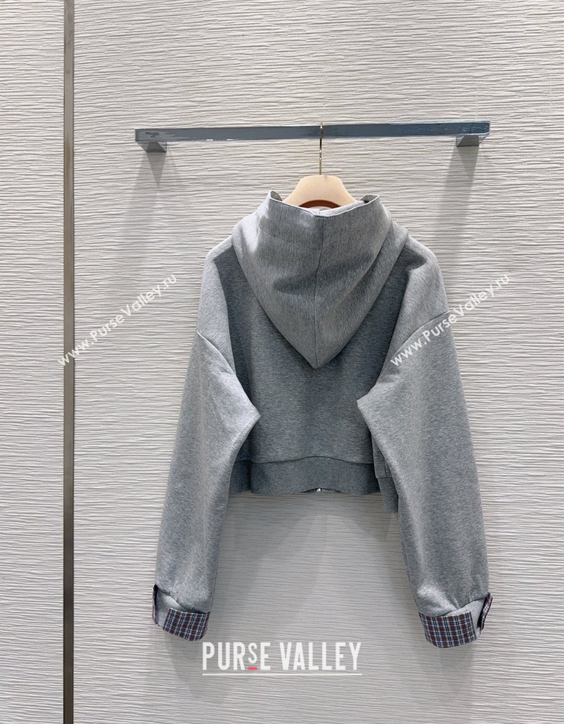 Miu Miu Jacket and Mini Skirt Set with Plaid Trim Grey 2025 MIU0903023 (QI-250903027)