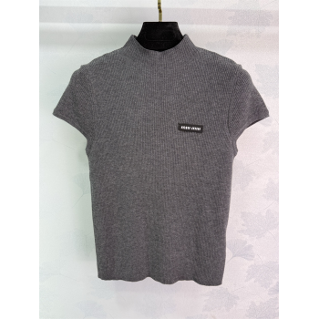 Miu Miu Wool Top Grey 2025 MIU090302 (QI-250903005)