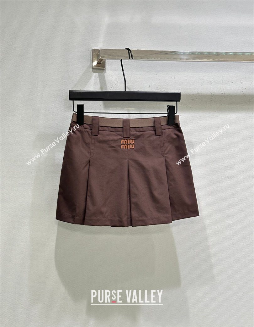 Miu Miu Coco Brown Mini Skirt 2025 MIU090311 (QI-250903011)