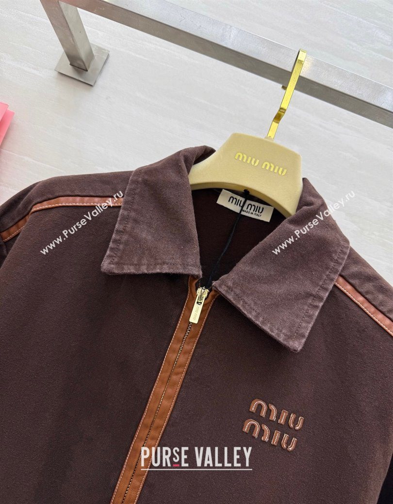 Miu Miu Denim and Lambskin Jacket Coco Brown 2025 0814 (QI-250903013)