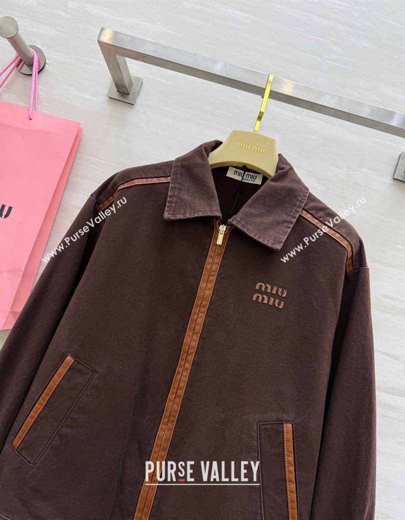 Miu Miu Denim and Lambskin Jacket Coco Brown 2025 0814 (QI-250903013)