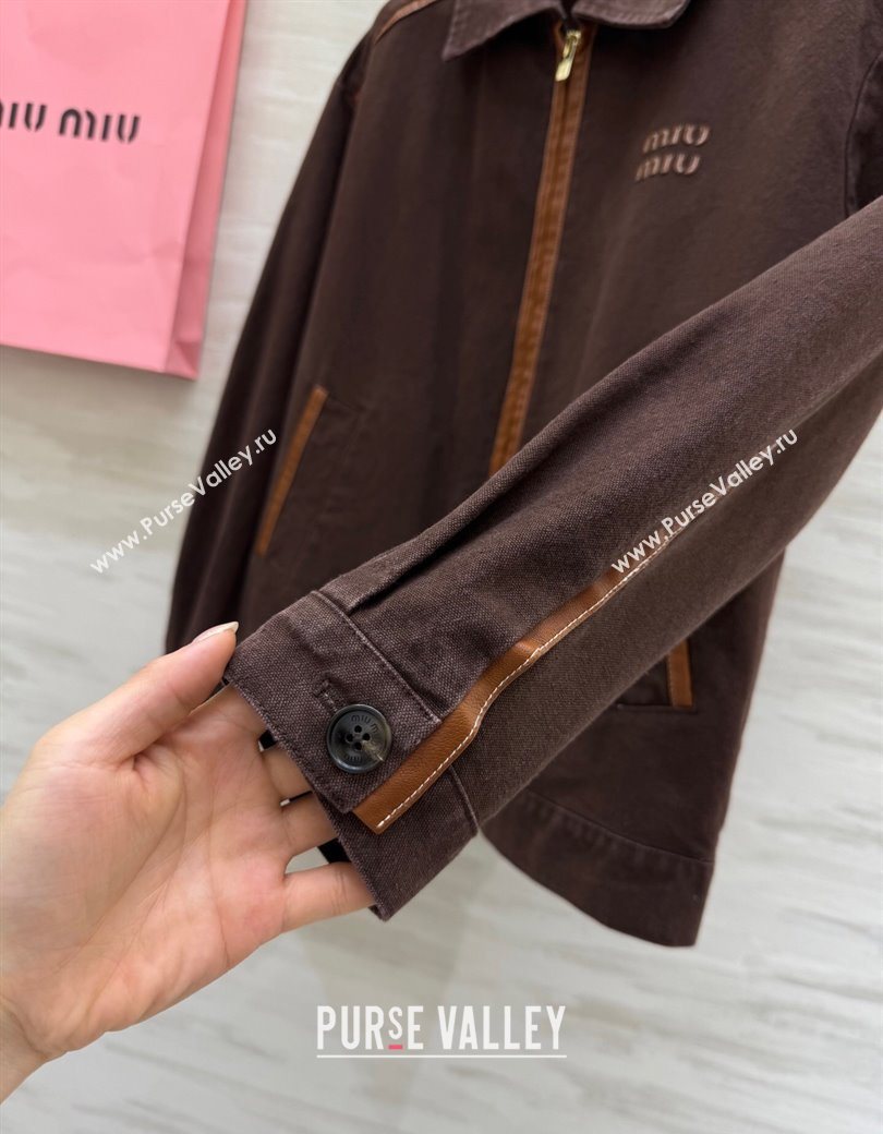Miu Miu Denim and Lambskin Jacket Coco Brown 2025 0814 (QI-250903013)